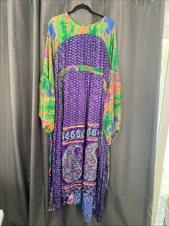 Kantha Bae Dresses & Skirts - Boho Purple Paisley Maxi Dress with Green Accents